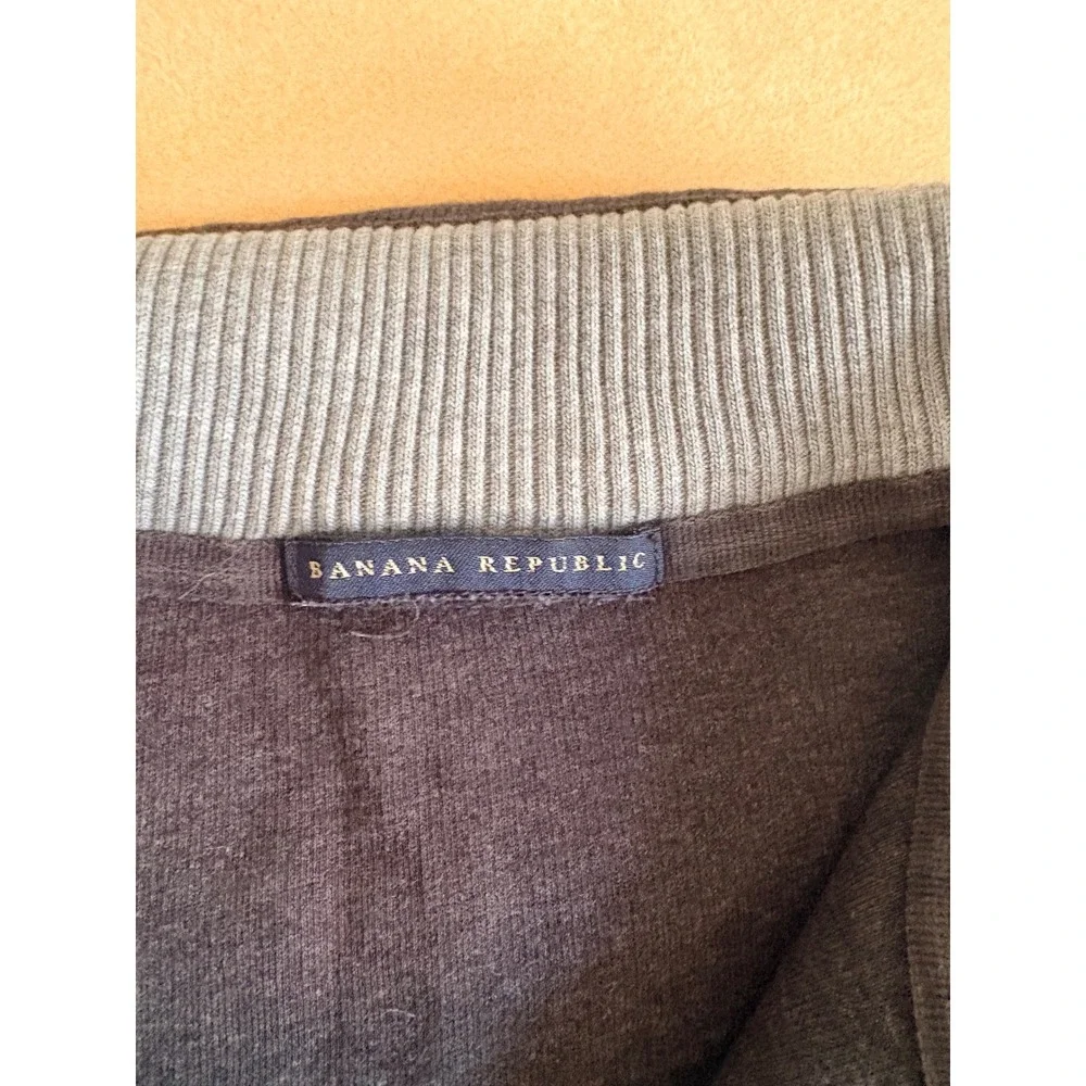 Banana Republic Mens Quarter Zip Pullover Dark Grey Cotton Knit Large